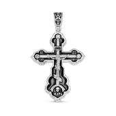 Подвеска-крест из серебра с фианитами и эмалью