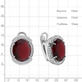 Серьги из серебра с гранатами и фианитами