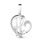 Подвеска-буква из серебра с фианитами 