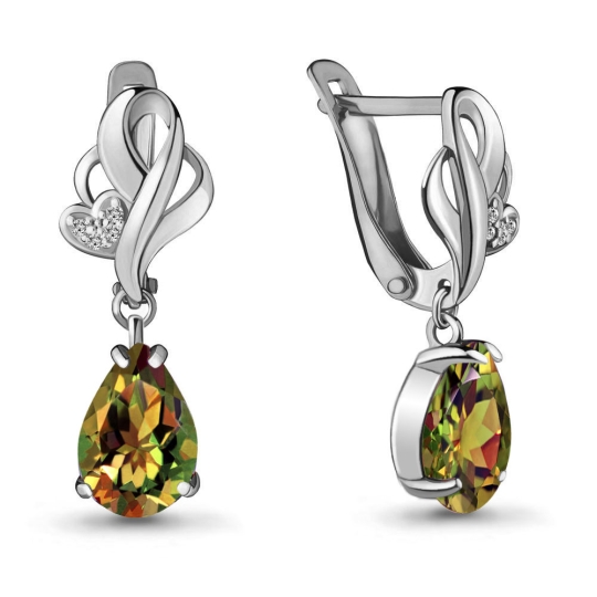 Серьги из серебра с фианитами 