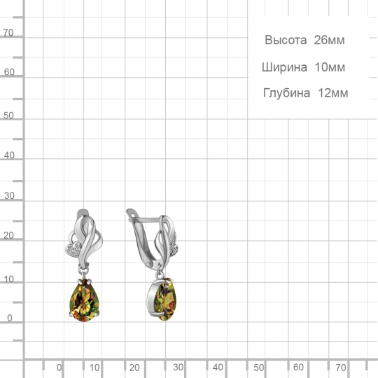 Серьги из серебра с фианитами 