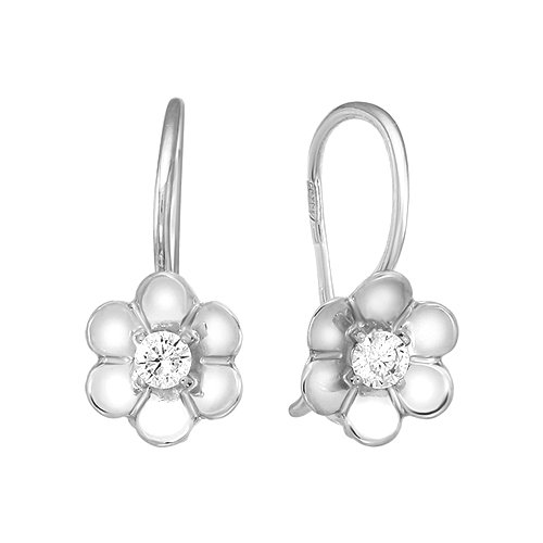 Серьги из серебра с фианитами 