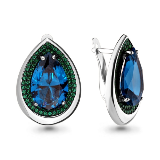 Серьги из серебра с ювелирными кристаллами