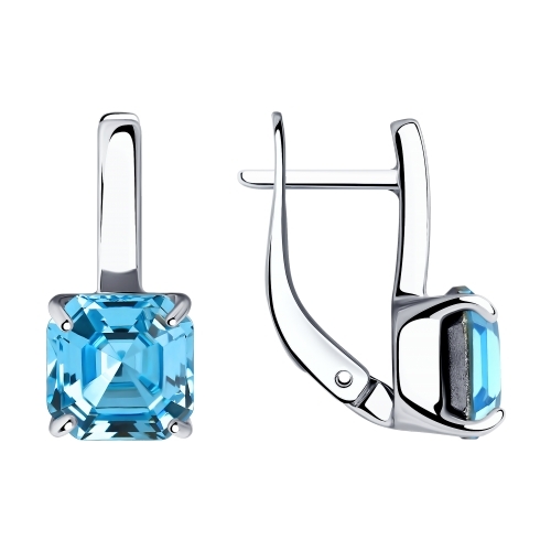 Серьги из серебра с позолотой и фианитами