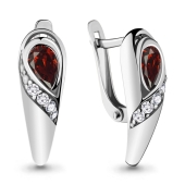Серьги из серебра с гранатами и фианитами