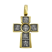 Подвеска-крест из серебра с чернением и позолотой