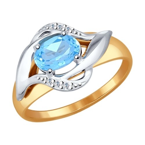 Кольцо из золота с гранатом и фианитами