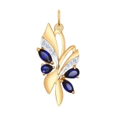 Подвеска из золота с корундами и фианитами