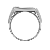 Кольцо-печатка из серебра с ониксом и фианитом