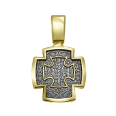 Подвеска-крест из серебра с чернением и позолотой