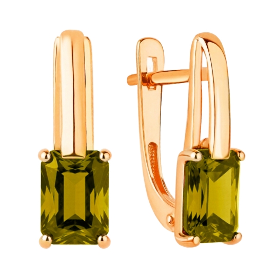 Серьги из золота с ситаллами турмалин