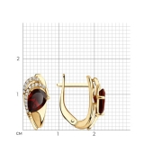 Серьги из серебра с позолотой, гранатами и фианитами