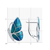 Серьги из серебра с эмалью и фианитами 