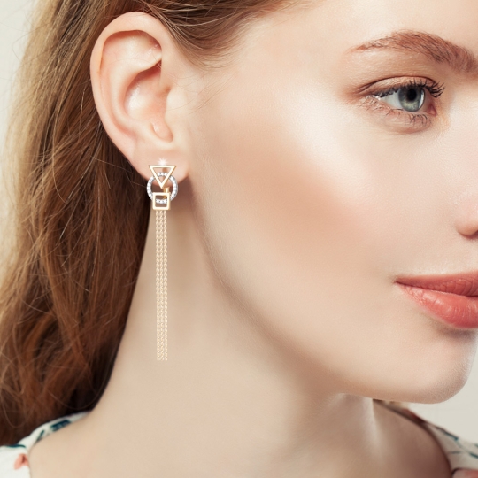 Серьги из серебра с фианитами "Сердце"