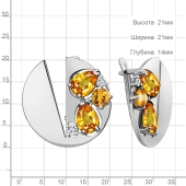 Серьги из серебра с цитринами и фианитами
