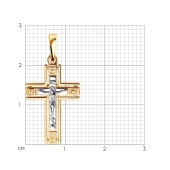 Подвеска-крест из комбинированного золота