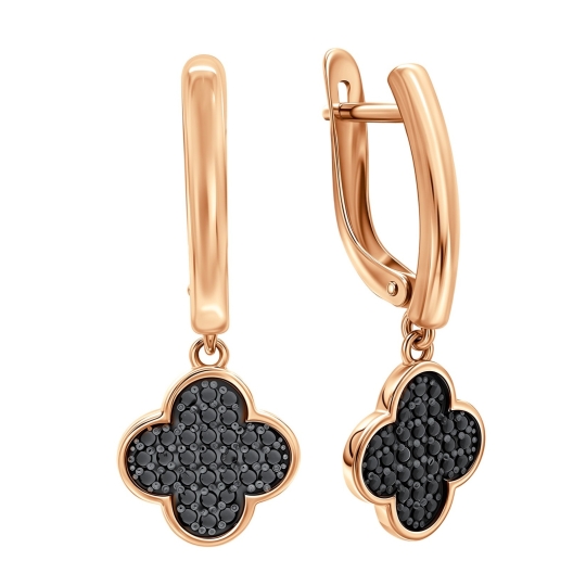 Серьги из золота с черными фианитами