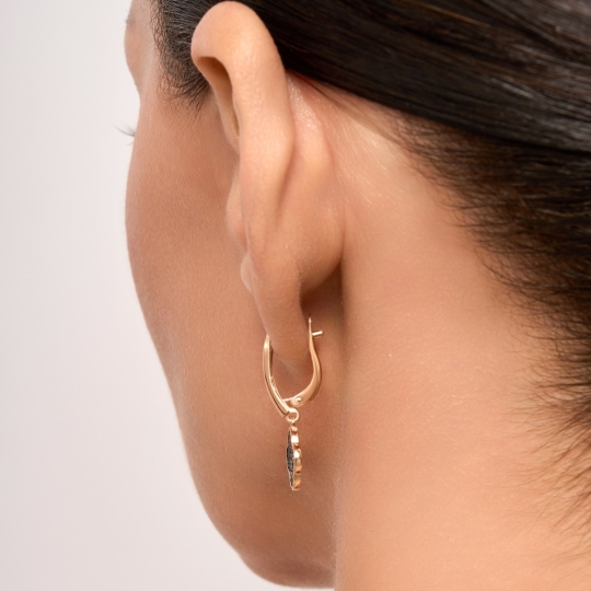 Серьги из золота с черными фианитами