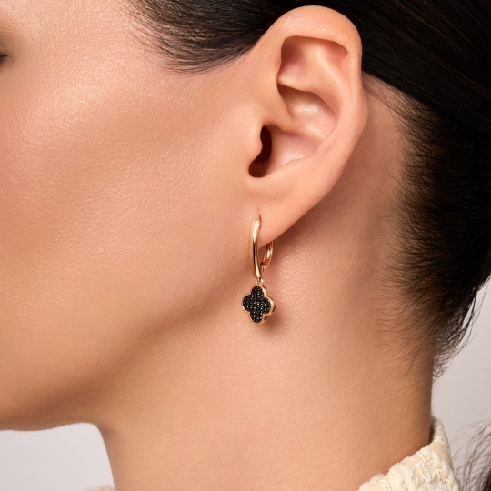 Серьги из золота с черными фианитами