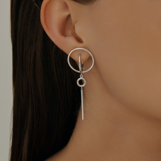 Серьги из серебра с позолотой и фианитами