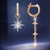 Асимметричные серьги-трансформеры из золота с фианитами