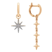 Асимметричные серьги-трансформеры из золота с фианитами