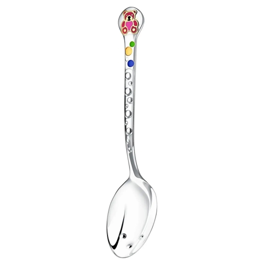 Набор для детей с ложкой из серебра с позолотой и мягкой игрушкой "Зайка"