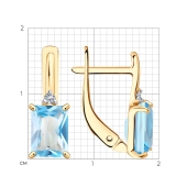 Серьги из золота с топазами и фианитами