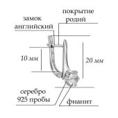 Серьги из серебра с фианитами