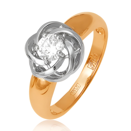 Кольцо из золота с ониксом и фианитами