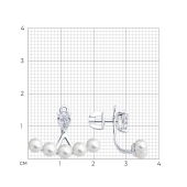 Серьги-джекеты из серебра с жемчугом и фианитами