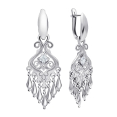 Серьги-трансформеры из серебра с фианитами