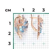 Серьги из комбинированного золота с голубыми топазами и топазами white 