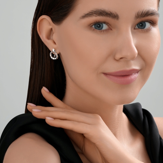 Серьги из серебра с агатами 