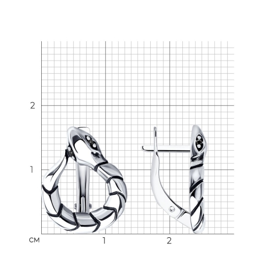 Серьги из серебра с фианитами