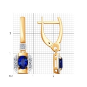 Серьги из золота с бриллиантами и сапфировыми корундами