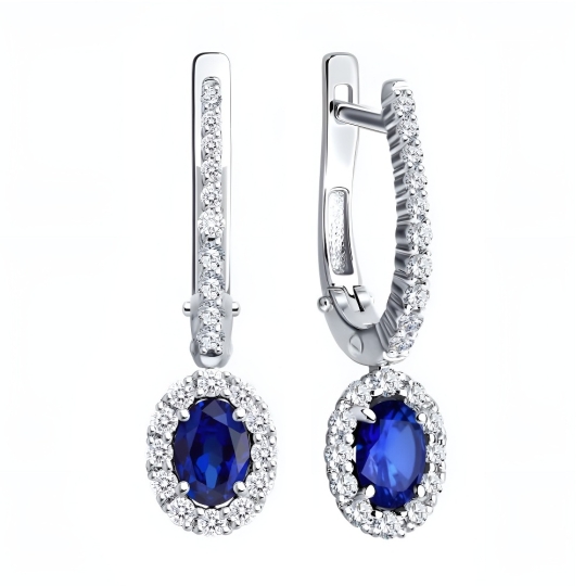 Подвеска из белого золота с бриллиантами и сапфиром