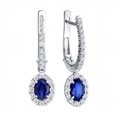 Серьги из белого золота с бриллиантами и сапфирами