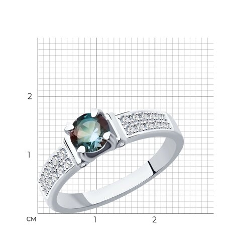 Кольцо из белого золота с бриллиантами и танзанитом