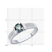 Кольцо из белого золота с бриллиантами и александритом