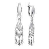 Серьги-трансформеры из серебра с фианитами 