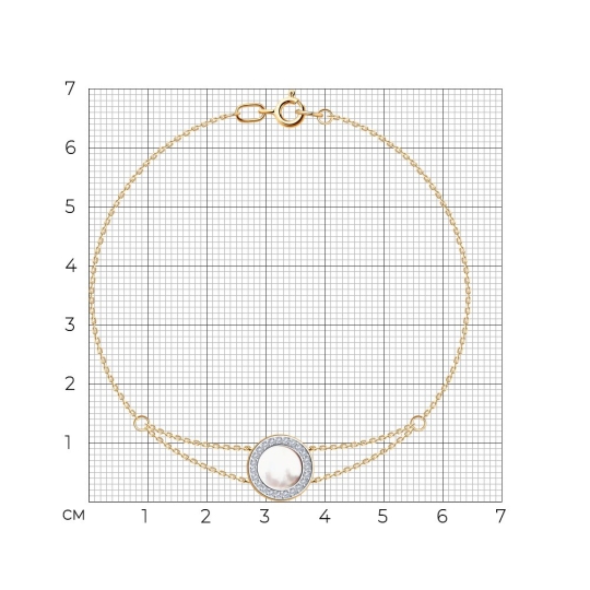 Браслет из золота с перламутром и фианитами