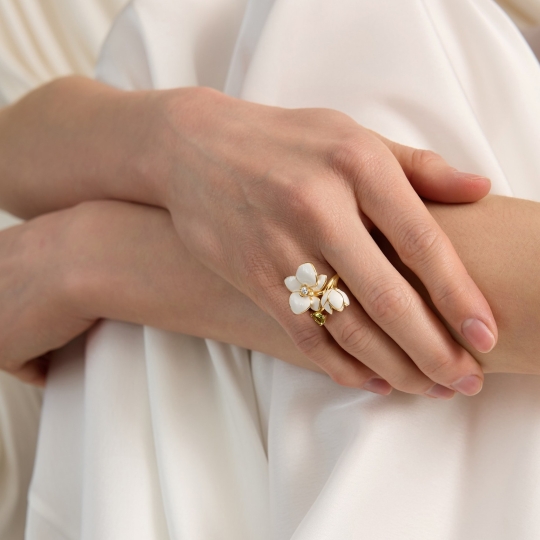 Кольцо из серебра с позолотой и фианитом