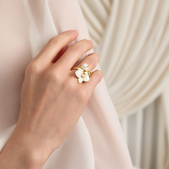 Кольцо из серебра с позолотой и фианитом