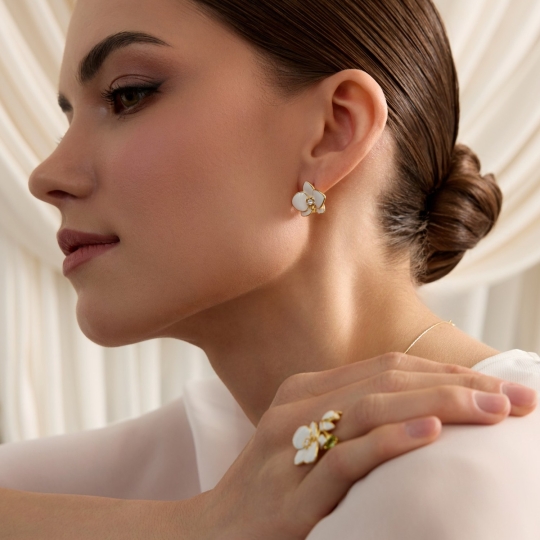 Серьги из серебра с эмалью "Панды"