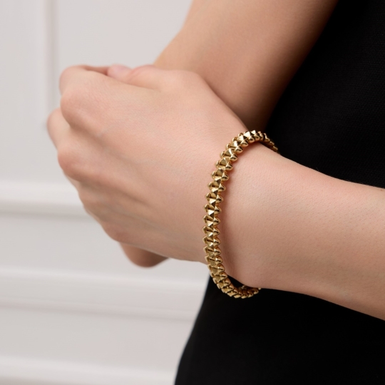 Браслет из золота двурядный плетения "Перлина"