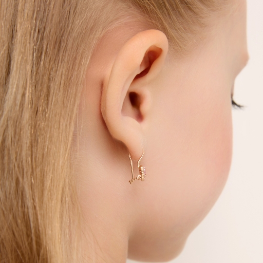 Серьги из золота с раухтопазами и фианитами Серьги из золота с раухтопазами и фианитами