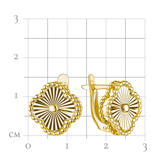 Серьги из золота с сапфировыми корундами и фианитами