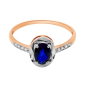 Кольцо из золота с бриллиантами и сапфиром