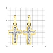 Подвеска-крест из комбинированного золота